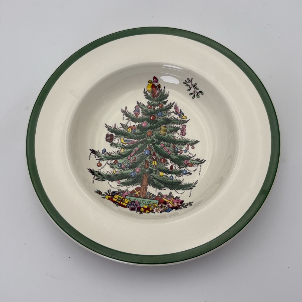 Vintage Spode Christmas Tree Design 8” Salad Plates (with Depth) made in England